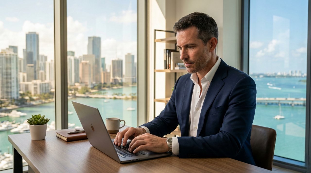 European entrepreneur working in Miami office