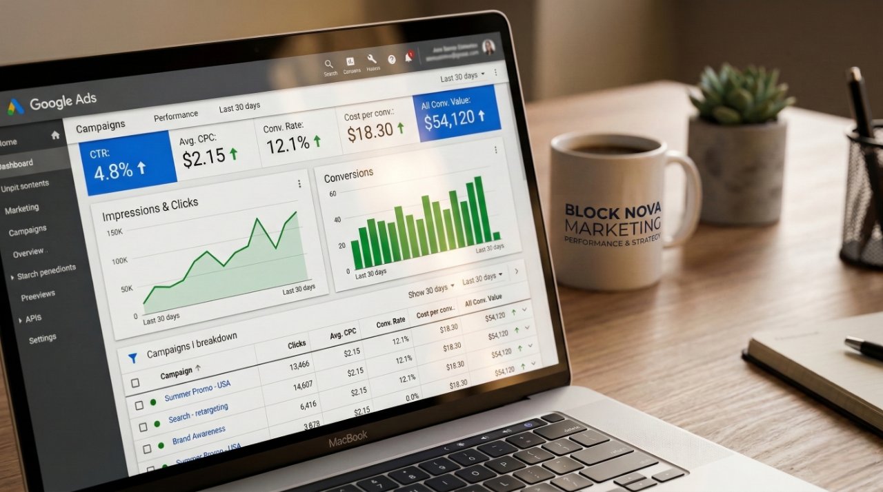 Google Ads results dashboard